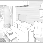 【背景絵】室内のイラストを描いてみる(パースの練習)
